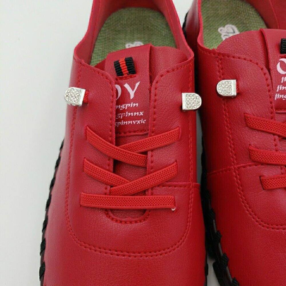 Women's Red Casual Sneakers - Comfortable Everyday Shoes - Picture 15 of 15